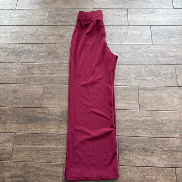 Maroon High-Waisted Wide Leg Jumpsuit with Tie Belt - Picture 4 of 4